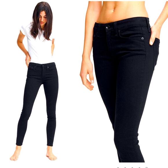 Rag & Bone No Fade Black Cate Mid-Rise Skinny - Picture 1 of 6